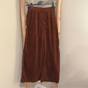 Brown Corduroy Wide-Leg Pants